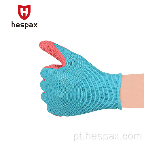 Hespax Anti-Slip Gardening Crinkle Latex Children luvas